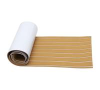 HAPINARY EVA Boat Flooring Sheet Self-Adhesive Non-Slip Faux Teak Decking Mat for Yacht Rv Pool with UV Resistance and Shock Absorption Light Brown White