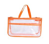 HAPINARY Eva Cosmetic Pouch Portable Travel Toiletries Organizer Bag with Dual Zipper Multifunctional Wash Storage Case in Orange for Business Trip Camping Car Use