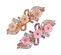 HAPINARY Flower Hairpin Women Ponytail Holder Hair Clip Gems Rhinestone Bobby Pins for Wedding Party