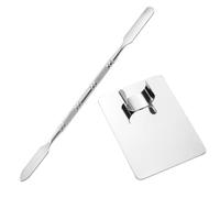 HAPINARY Foundation Palette with Stainless Steel Makeup Plate and Foundation Spatula Easy to Use and Hold Blending Plate Makeup Artist Tool with Ring the Back and Cosmetic Mixing