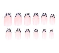 HAPINARY French Style Purple Grey Milk Pattern Press on Nails 48pcs Long Artificial Nail Art Stickers for Women DIY Manicure Sets