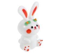 HAPINARY Glass Bunny Ornament for Home Decor, White Miniature Rabbit Figurine with Unique Glass Design, Easy Maintenance and Wipe Clean Quickly, for Living Room or Bedroom Desktop