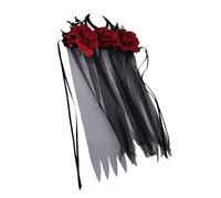 HAPINARY Gothic Floral Veil Crown Headband for Day of Dead Halloween Headpiece Party Headdress Handmade Hairband One Size Fits