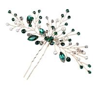 HAPINARY Green Rhinestone u Shape Hairpin for Brides Elegant Bridal Hair Accessory for Weddings Unique Decorative Hairpin for Formal Occasions and Bridal Styles