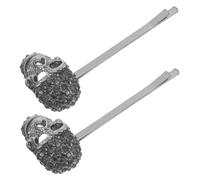 HAPINARY Halloween Skull Hair Clip Pair Gothic Style Rhinestone Hairpin Unique Skull Hair Accessory for Women Man Boys and Girls