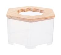 HAPINARY Hamster Sand Bath Bowl and Litter Box with Wooden Lid, Large Size Multi-functional Bathroom for Gerbils and Small Pets, Suitable for Hamster Bathing and Cage Accessories