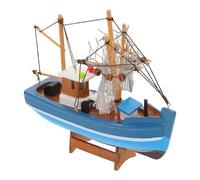 HAPINARY Handcrafted Blue Wooden Sailboat Model with Mediterranean Rustic Nautical Style, Versatile Placement for Tabletop Boat Centerpiece or Mantel Sailboat Decor
