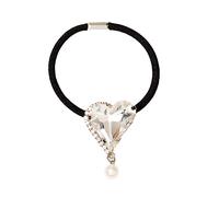 HAPINARY Heart Decor Rhinestone Hair Tie Band Fashion Ponytail Holder for Women Comfortable Elastic Accessory Daily Wear Stylish Bracelet Option for Friends