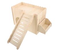 HAPINARY Hideout in Detachable Wooden with House Hamster Layered Design and Hollowout Grass Rack, Moisture-resistant Cozy Hideaway for Hamsters and Guinea Pigs Play Areas Pet Habitats