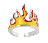 HAPINARY Hip Hop Fire Design Ring for Men and Women Adjustable Open Metal Finger Ring with Lasting Colour Retention and Smooth Comfort Fit for Occasions