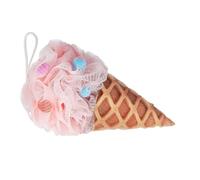 HAPINARY Ice Cream Shower Loofah Ball for Bathing, Soft Body Sponge Bath Puff with Sweet Cone Design, Portable Bath Sponge Suitable for Home and Travel