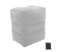 HAPINARY Inflatable Adjustable Footrest for Airplane and Office Travel, Three-Layer Flocked Portable Leg Rest with Storage Bag, Lightweight Grey Foot Stool for Plane and Car Use