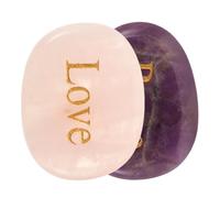 HAPINARY Inspirational Amethyst Worry Stones Engraving, Chakra Healing Crystal Palm Stones for Stress Relief and Emotional Balance, Pocket Meditation Rock for Wellness