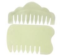 HAPINARY Jade Comb Scalp Massager 2pcs Set Natural Xiuyan Jade Hair Scalp Massage Tool for Face and Head Gua Sha Therapy Relaxation and Circulation Improvement