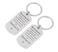HAPINARY Keychain Set Not Easy to Deform and Break Silver Colour 2pcs Stainless Steel Letters Patterned Decorative Keychain Stylish and Generous Design for Everyday Use