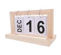 HAPINARY Large Display Wooden Flip Calendar with Perpetual Reusable Pages Rustic Farmhouse Style Desktop Ornament for Home Office Decor Use Daily Date Display with Solid Wooden Base