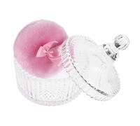 HAPINARY Large Fluffy Face Powder Puff Pink Butterfly Bow, Soft Plush Body Powder Applicator 90x30mm for Women, Gentle Makeup and Body Use Glass Container