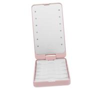 HAPINARY Led Eyelash Holder Case with Rose Gold Finish, Eyelash Organizer Box with Led Lighted Mirror and Makeup Storage for Travel and Home Use