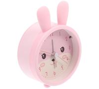 HAPINARY Lovely Pink Bunny Ear Desk Clock with Night Light and Accurate Time, Rounded Silicone and Glass Decorative Alarm Clock for Office and Home Use