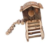 HAPINARY Luxury Two-Layer Wooden Hamster House Castle Multifunctional Chinchilla Toys Hideout for Small Pets Rat Nest and Cage Accessory