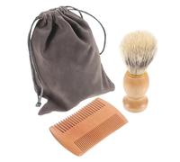 HAPINARY Men's Beard Brush Set Wooden Comb Pocket Comb Portable Shaving Brush Travel Kit