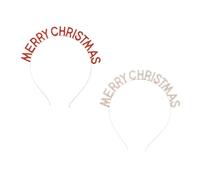 HAPINARY Merry Christmas Headbands 2pcs Red and Gold Festive Hairbands for Children and Adults Christmas and New Year Party Head Decor