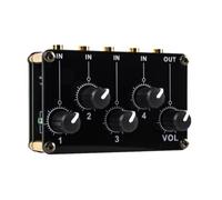 HAPINARY Mini with 4 Independent Input Volume Knobs 4-channel Audio Mixer Portable Stereo Line Mixer and Single Main Output Volume Control, Work without Battery for Home Audio Setup