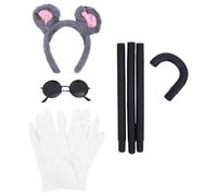 HAPINARY Mouse for White and Headband Blind, Cane Ears Sunglasses Costume Accessories Set Realistic Gloves, Universal Fit, Comfortable for Halloween Adult Women Themed Parties