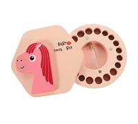 HAPINARY My First Tooth Box with Tweezers Wooden Baby Teeth Keepsake Box Simple Pink Design for Newborns and Children