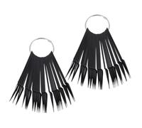 HAPINARY Nail Display Tips Fan Shaped Plastic Color Plates Black 2 Sets with 40 Pieces Each for Nail Art Practice Carrying and Painting