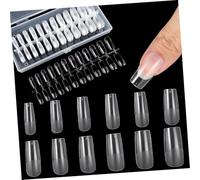HAPINARY Nail Tips for Manicure Practice and Nail Extensions 240pcs Square Full Coverage Glue-on Suitable for Salon and Home Use Sturdy Pre-shaped Display Tips