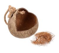 HAPINARY Natural Coconut Shell Bird Nest for Parrots Hanging Bird House Ladder Breathable PET Hammock for Budgies and Cockatiels