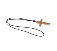 HAPINARY Natural Wooden Cross Pendant Car Rearview Mirror Decoration Vintage Religious Charm for Men Women Retro Spiritual Symbol Fit for Vehicle Interior