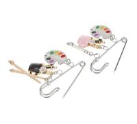 HAPINARY Paintbrushes Brooches for Travel Commemorations and Anniversary Celebrations 2 Pcs Alloy Fashion Brooch Pins with Strong Structure and Practical Design for Artists