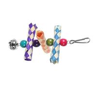 HAPINARY Parrot Chew Toys for Cage Hanging Colorful Wood Beads Braided Tubes for Parakeet Cockatiel Foraging Play