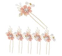 HAPINARY Pearl Hair Pins Set U-shaped Hairpin for Women Rhinestone Flower U-shaped Hairpin for Wedding