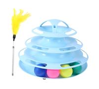 HAPINARY Pet Hunting Toy with Interactive Moving Four-layer Cat Tracks with Teasing Stick Non- Base for Active Indoor Play