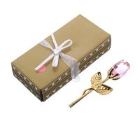 HAPINARY Pink Crystal Rose Ornament with Strong Three-dimensional and Light Refraction Effects, Classic Elegant Decorative Flower for Home Decor and Valentine Rose Flower Giving