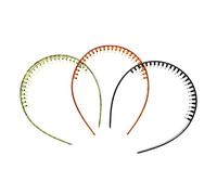 HAPINARY Plastic Teeth Headband Comb Hairband Set 3 Pieces with Resin Material in Dark Coffee Dot, and Black for Women’s Daily Wear and Sports