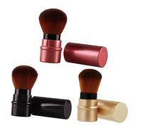HAPINARY Portable Foundation Brush Retractable Makeup Brush Angled Tip Set of 3 Nylon Wool for Full Coverage Cheekbones