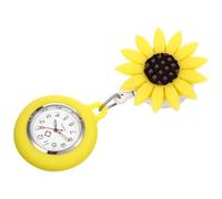 HAPINARY Portable Nursing Essentials for Nurses Yellow Sunflower Design Nurse Watch with Ergonomic Silicone Zinc Alloy Hanging Pocket Fob Watch for Students and Healthcare Professionals