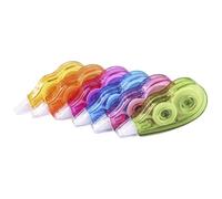 HAPINARY Portable Tape with Strong Adhesive for Students 6pcs and Comfortable Grip, Dual Gear Construction, Assorted Colour, for School and Bulk Writing Supplies