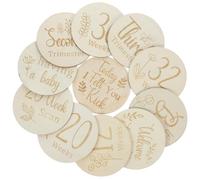 HAPINARY Pregnancy Markers Photo Props Double-Sided 11 Pcs Wooden Weekly Sign Discs Smooth Without Burrs Beige for Showers and Maternity Parties