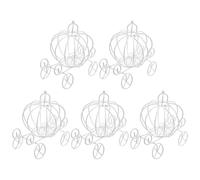 HAPINARY Pumpkin Cart Candy Boxes 5Pcs White Metal Carriage-Shaped Sweet Holders for Wedding and Birthday Parties