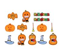 HAPINARY Pumpkin Skull Embroidery Cloth Patch Polyester Non-Woven Fabric, Halloween Harvest 14pcs Iron on Applique Embroidered Patch for Clothes and DIY Craft Decoration