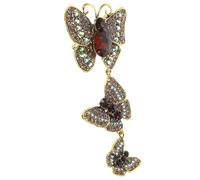 HAPINARY Purple Butterfly Brooch Pin for Women, Vintage Alloy Accessory with Three Shining Rhinestones, Elegant and Versatile Ornament to Elevate Clothes, Hats, Backpacks, and Scarves