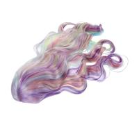 HAPINARY Rainbow Gradient Synthetic Party Wig for Women, Curly Shoulder-Length Bob Wig with Bangs, Heat-Resistant Cosplay Hair Accessory for Halloween and Festival