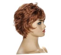 HAPINARY Real Human Hair Wig Women Short Curly Wig Fringe Brown Curly Hair Cover for Lady