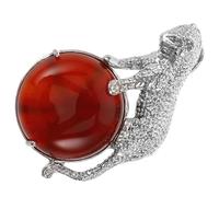 HAPINARY Red Agate Leopard Pendant Crystal Stone Charm Stylish Punk Jewelry for Men Women Unisex Natural Stone Animal Link Charm Accessory