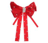 HAPINARY Red Rhinestone Bow Hairpin Long Ribbon Bow Barrette Clip for Women Sparkly Hair Accessories for Girls